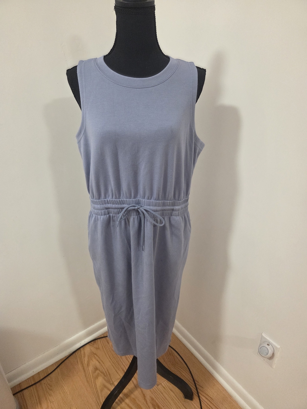 Serra Sleeveless Drawstring Midi Dress in Light Blue